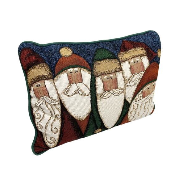 Group of Santa Clauses on Needlepoint Tapestry Pillow Fiddlestix - Picture 2 of 5